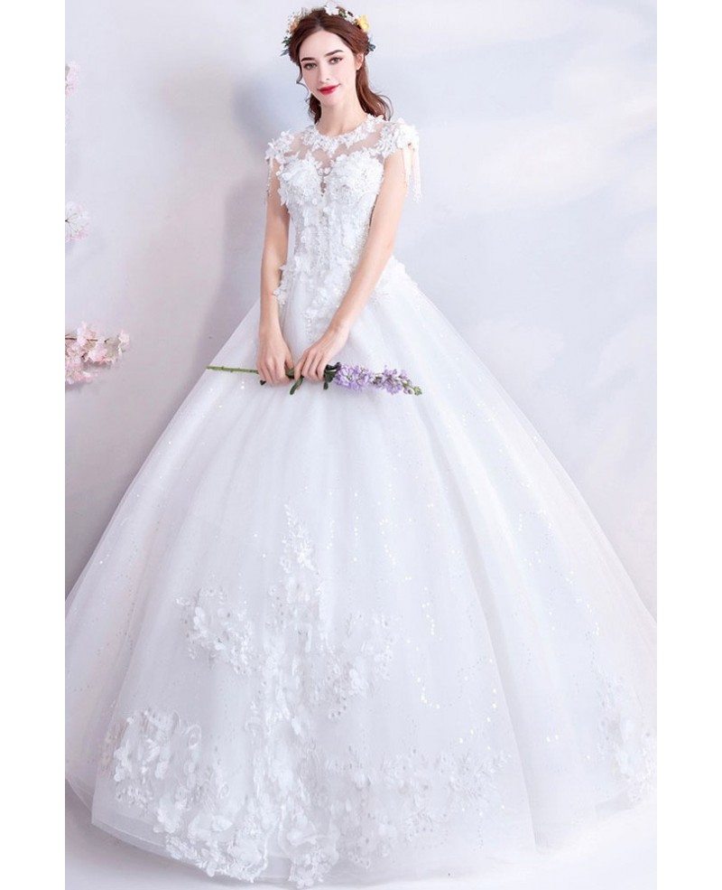 Fairy Flowers White Princess Ball Gown 