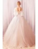 Fantasy Ball Gown Tulle Formal Wedding Dress With Cape Flowers