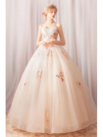 Dreamy Roses Light Champagne Ball Gown Formal Dress With Beading