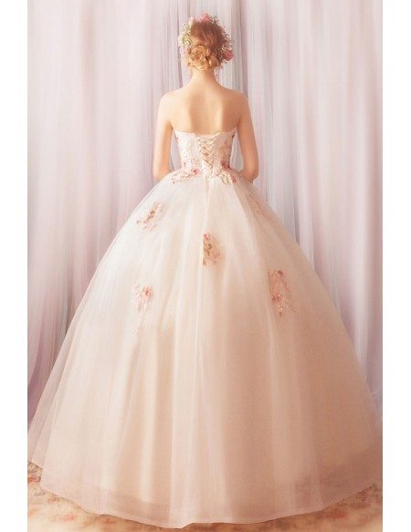 Dreamy Roses Light Champagne Ball Gown Formal Dress With Beading