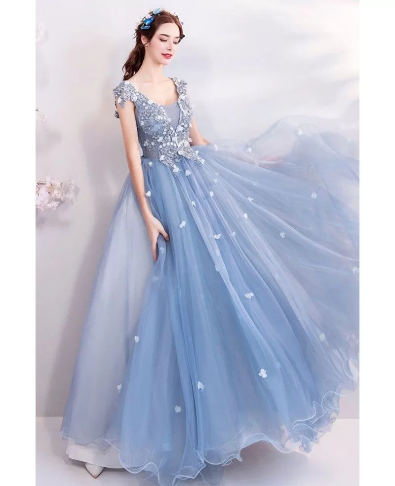 long blue flowy dress Big sale - OFF 63%