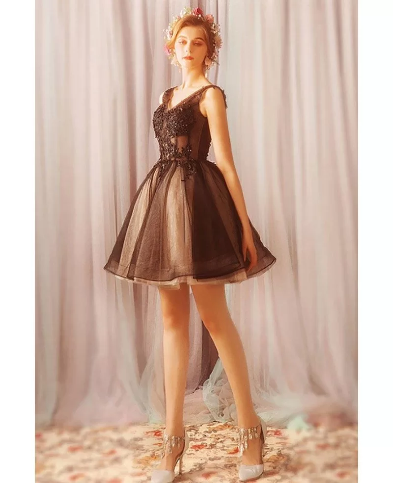 Little Black Chic Tutus Short Tulle Prom Dress With Lace Up Wholesale T69188 7798