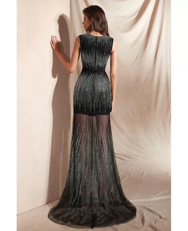 prom black glitter dress