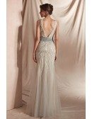 2019 Fitted Mermaid Double Deep V Formal Dress with Sparkly Beading