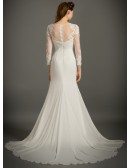 Elegant Mermaid Scoop Neck Sweep Train Chiffon Wedding Dress With Appliques Lace