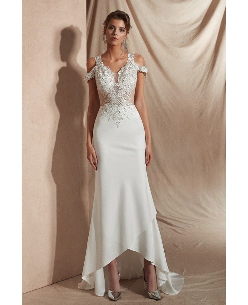 Sexy Tight Lace Beaded Informal Bridal Dress For 2019