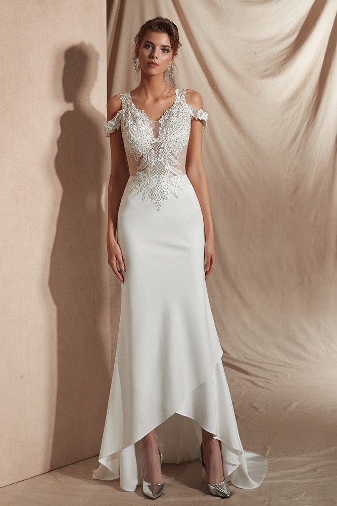 Sexy Tight Lace Beaded Informal Bridal Dress For 2019 Outdoor Wedding ...