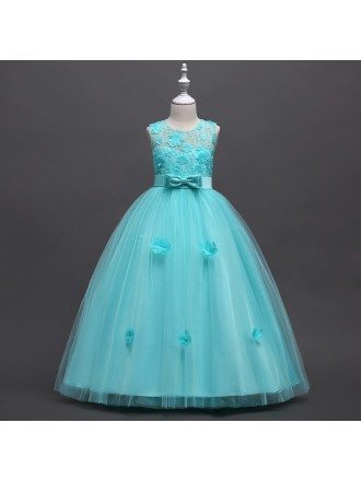 teal flower girl dress