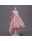 Cheap All Lace Cute Pink Flower Girl Dress In High Low Style