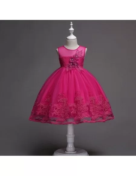 Unique Lace Red Flower Girl Dress For Spring And Summer