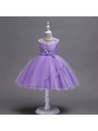 purple and teal flower girl dresses