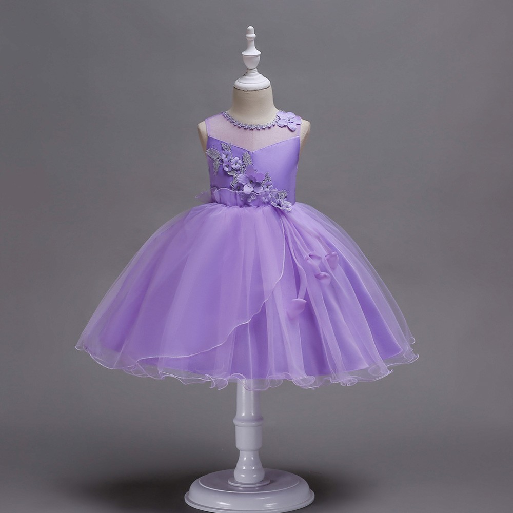 $34.9 Poofy Lavender Short Flower Girl Dress with Applique #QX-700 ...