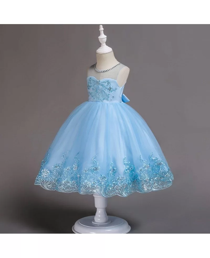 $36.5 Sparkly Sequin Sky Blue Short Flower Girl Dress For Summer Beach ...
