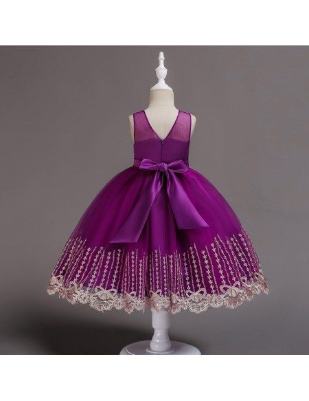 Princess Champange Short Flower Girl Dress with Lace Beading