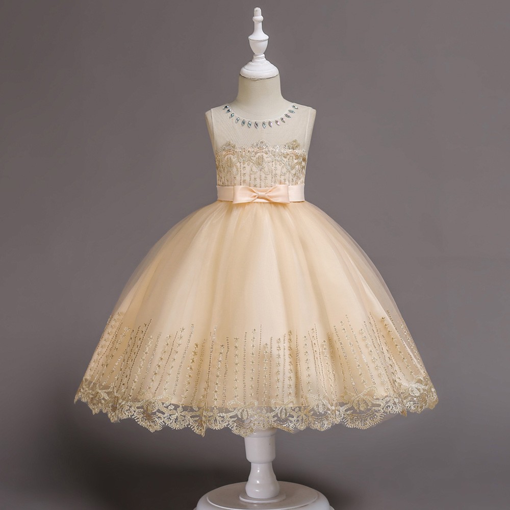 $36.5 Princess Champange Short Flower Girl Dress with Lace Beading #QX ...