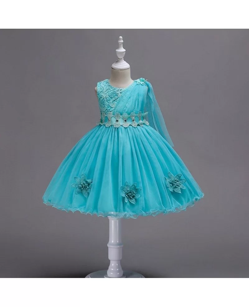 $31.5 Modern Aqua Short Lace Flower Girl Dress For Infants #QX-150 ...