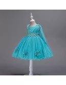 Modern Aqua Short Lace Flower Girl Dress For Infants
