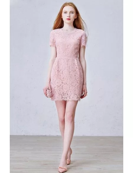 Simple A-Line Scoop Neck Knee-Length Lace Tulle Dress