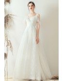 Simple Lace Aline Beach Wedding Dress With Spaghetti Straps