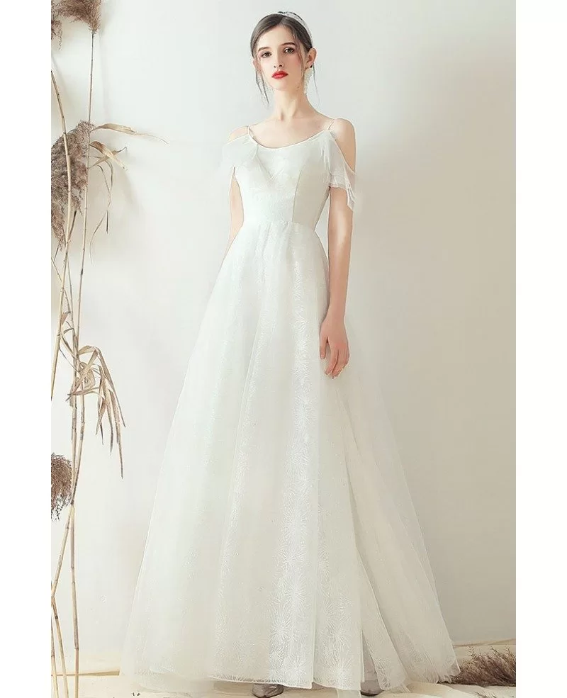 Simple Lace Aline Beach Wedding Dress With Spaghetti Straps #YS601 ...