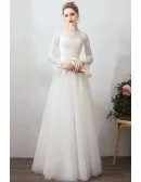 Romanti French Retro Long Sleeve Wedding Dress With Removable Skirt
