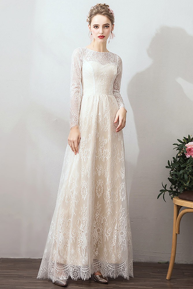 Romanti French Retro Long Sleeve Wedding Dress With Removable Skirt # ...