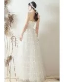 Lovely Beaded Flowers Retro Corset Top Wedding Dress With Spaghetti Straps