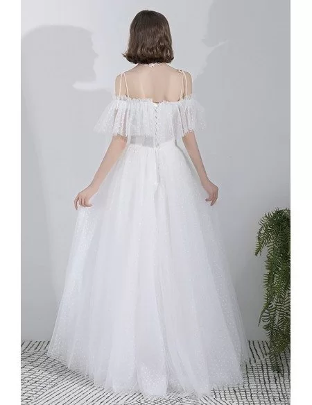 Vintage Polka Dot Wedding Dress Off Shoulder With Straps