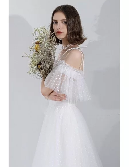 Vintage Polka Dot Wedding Dress Off Shoulder With Straps