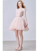 Cute A-Line Scoop Neck Short Tulle Dress With Bow
