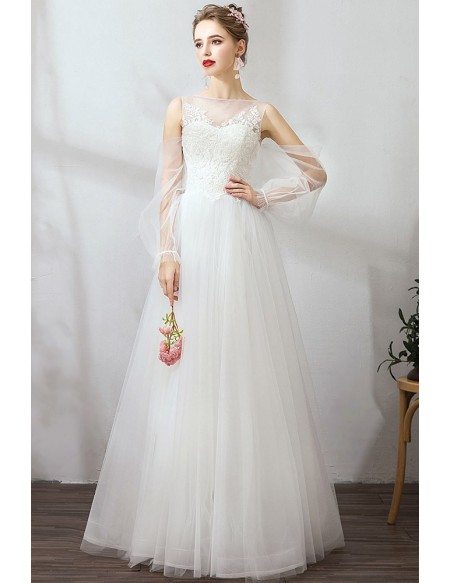 tulle gown with sleeves