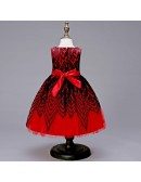 Infant Short Watermelon Black Lace Girl Dress with Beading Waist