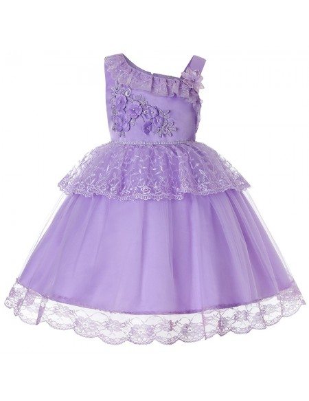 Cheap Cute Pink Lace Tutu Short Flower Girl Dress For Infants