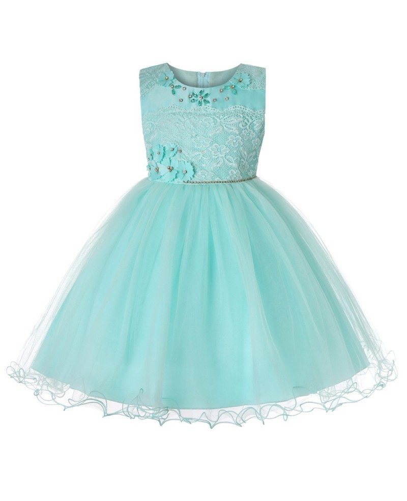 $34.8 Beautiful Tulle Lace Ivory Flower Girl Dress For Weddings #QX ...