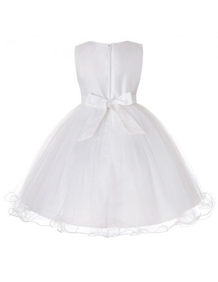 Beautiful Tulle Lace Ivory Flower Girl Dress For Weddings