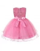 Sparkly Sequin Poofy Pink Tulle Flower Girl Dress For 2019 Wedding