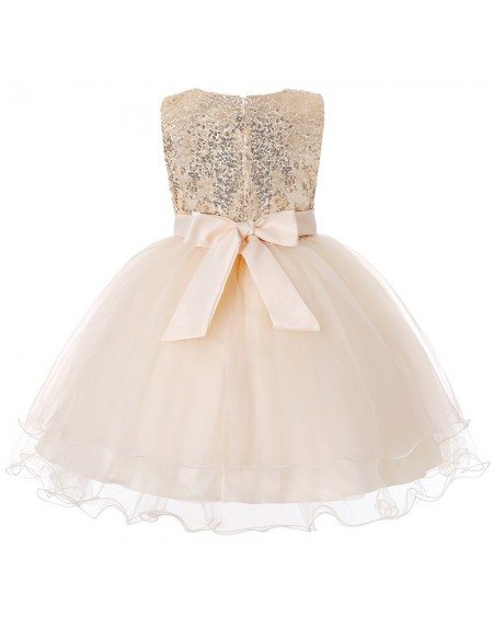 Sparkly Sequin Poofy Pink Tulle Flower Girl Dress For 2019 Wedding