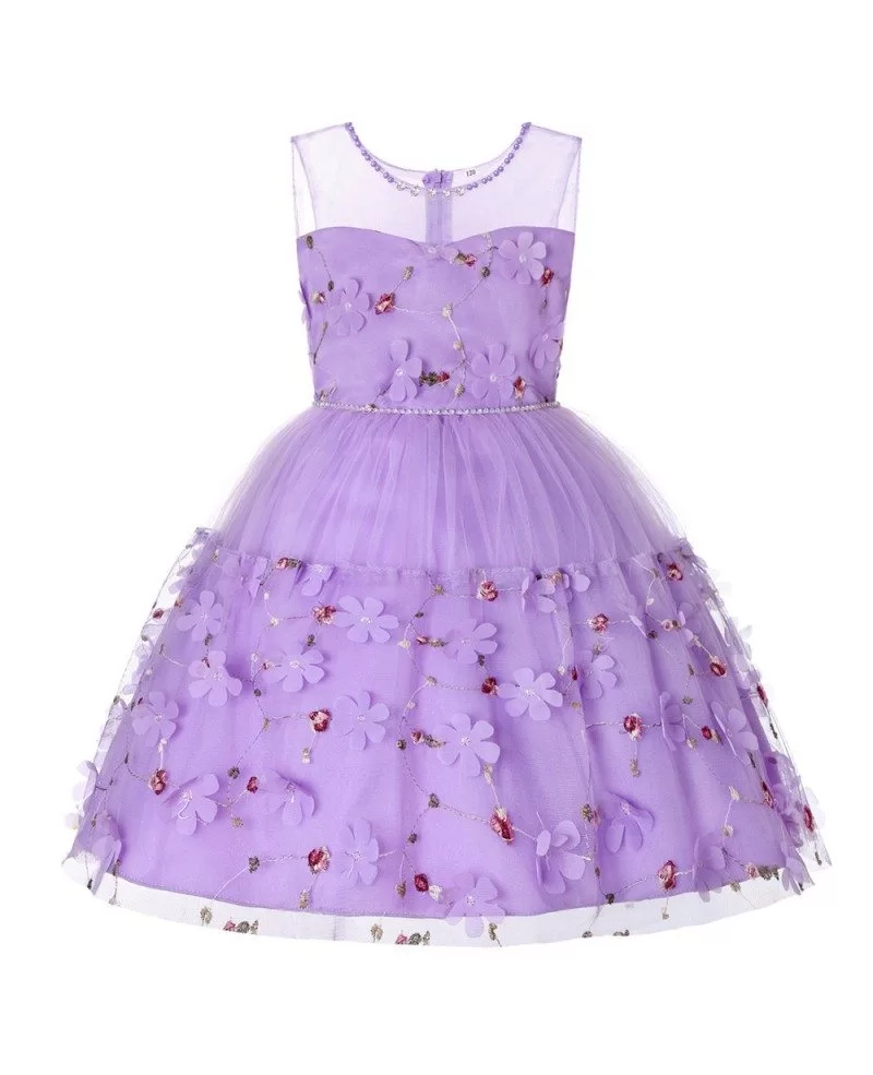 $36.5 Cheap Light Blue Floral Girl Dress For Birthday Party #QX-731 ...