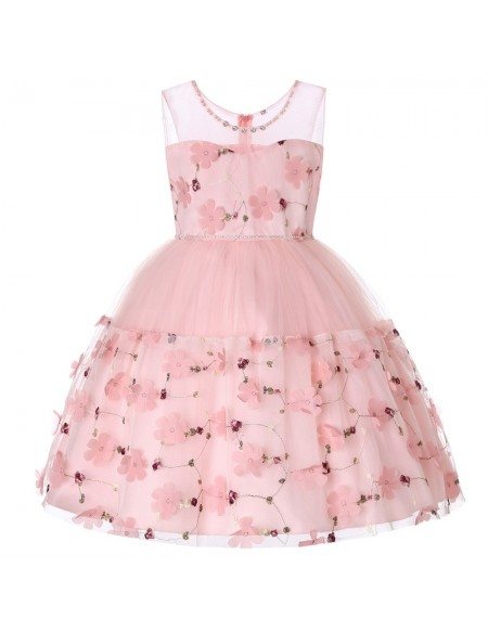 $36.5 Cheap Light Blue Floral Girl Dress For Birthday Party #QX-731 ...