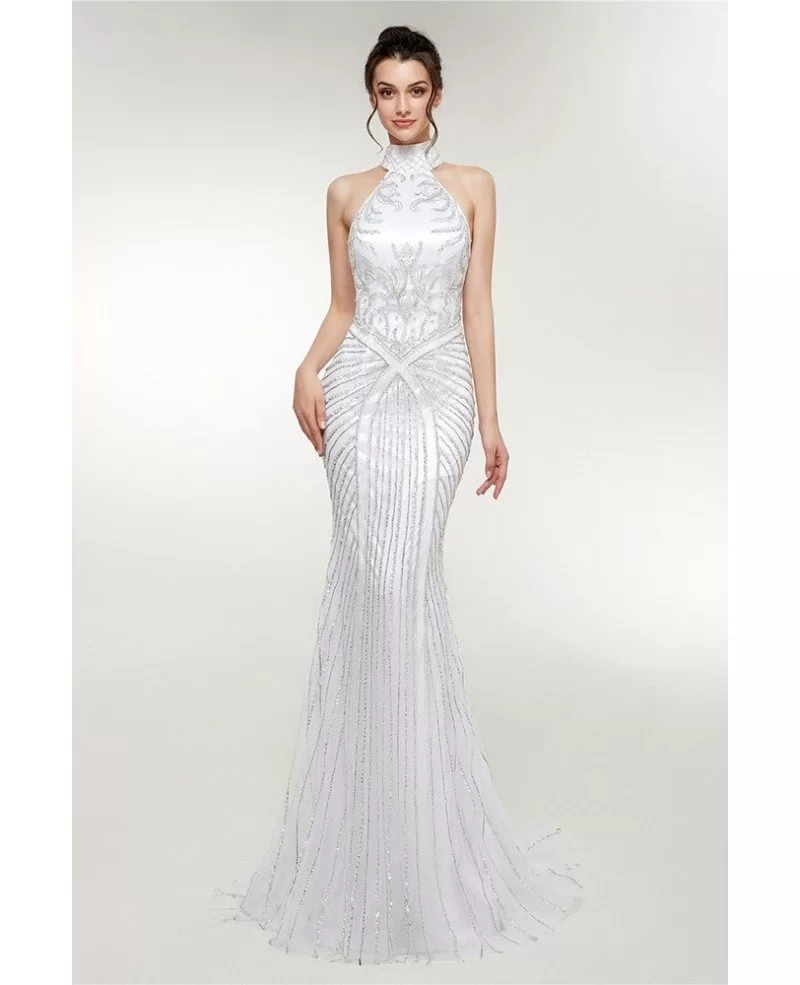 Simple White Sexy Mermaid Evening Prom Dress 2016 