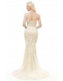 Special Yellow Fitted Mermaid Prom Dress With Beading Sequin