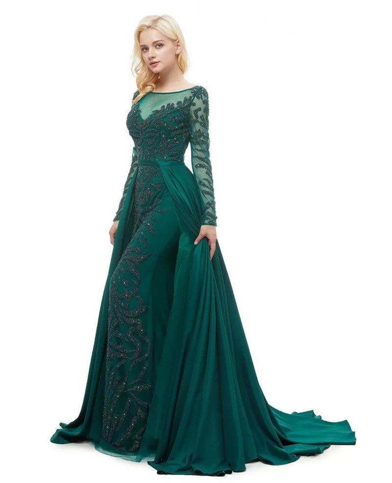 dark green dress with sleeves