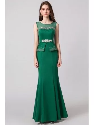 2019 Fitted Green Mermaid Formal Evening Dress For Woman