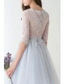 Lovely A-Line Scoop Neck Short Tulle Dress With Appliques Lace