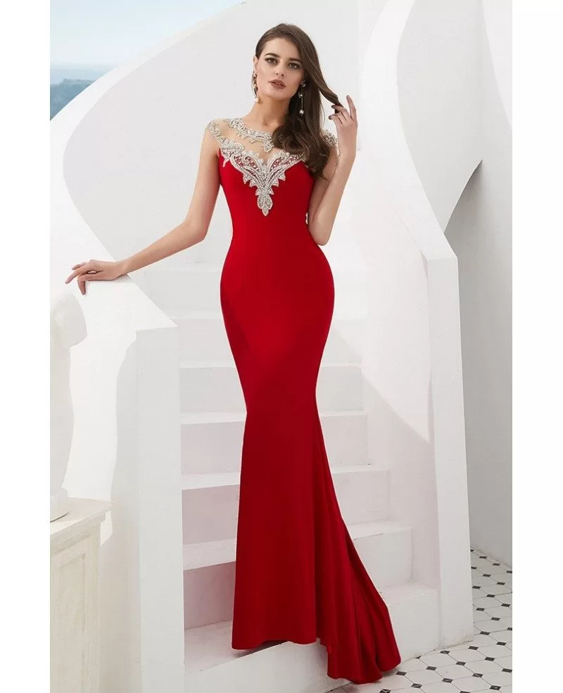 simple red formal dress