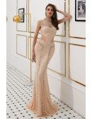Gothic Sparkle Beading Formal Dress Long Mermaid With Sheer Back