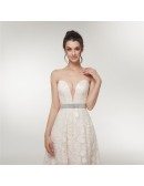 Special Lace White Formal Dress Strapless With Beading Waist