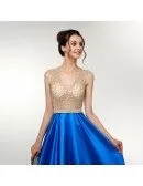 Beautiful Sleeveless Royal Blue Formal Gown With Sweep Train