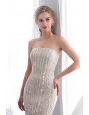 Strapless Simple Lace Mermaid Champagne Dress For Wedding
