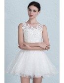 Lovely A-Line Scoop Neck Short Lace Dress With Appliques Lace